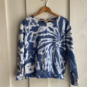 J. Crew White Blue / Indigo Tie Dye Sweatshirt Size S 100% Cotton